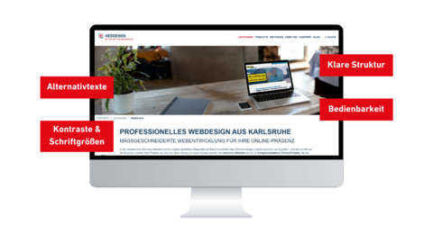 Screenshot der HEDGEHOG-Website mit Maßnahmen zur Barrierefreiheit im Web